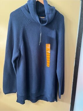Kenneth Cole Navy Ribbed Turtleneck Sweater